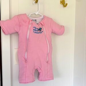Baby Merlin's Magic sleep suit pink excellent used condition 6-9 months Large